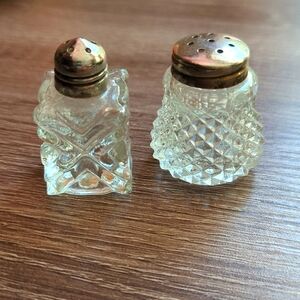 Antique glass salt and pepper shakers